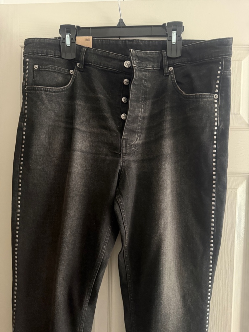 Ksubi Black Slim Straight Jeans with White Back-Pocket Graphic - Picture 2 of 6